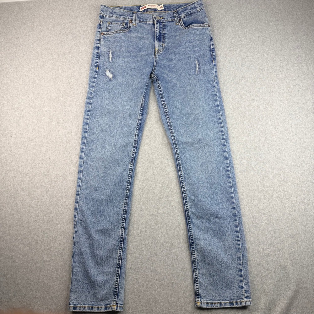 Levis 502 Regular Taper Boys Size 18 Reg Light Wash Distressed Jeans W29 L31